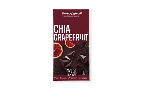 Vegāniskā tumšā šokolāde BIO (čia un greipfrūts), 60g
